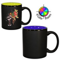 11 Oz. 2 Tone Satin Hilo C-Handle Mug - 4 Color Process (Black/Royal Blue)